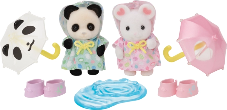 Sylvanian Families paseo bajo la lluvia baby duo