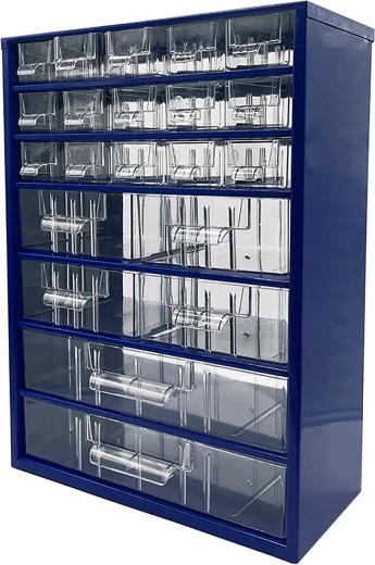 Archivador metálico con cajones TOKOZ con 21 compartimentos, azul