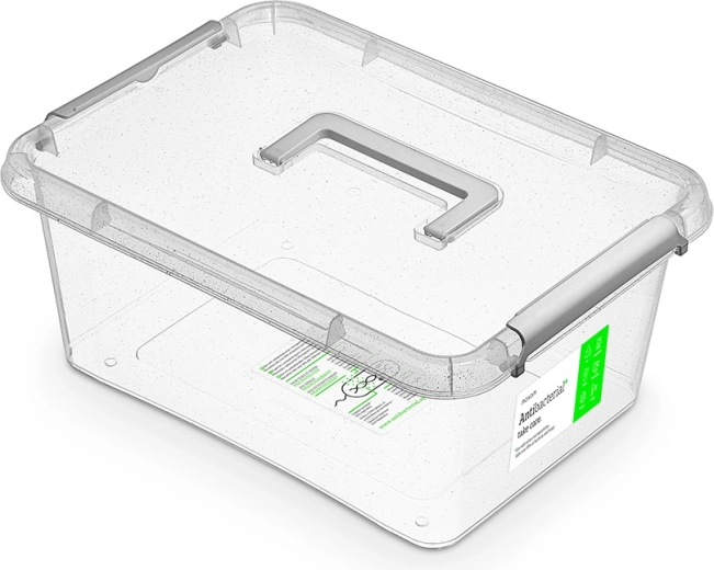 Caja de almacenamiento antibacteriana con tapa y asa 12,5 l