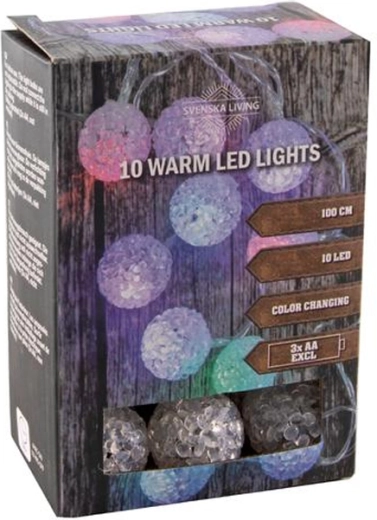 Guirnalda luminosa con temporizador, 10 bolitas LED de colores, 100 cm