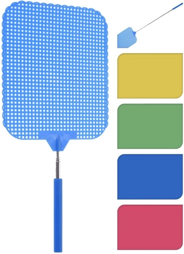 Matamoscas telescópico MAXI 34–66 cm, mango metálico, surtido de colores