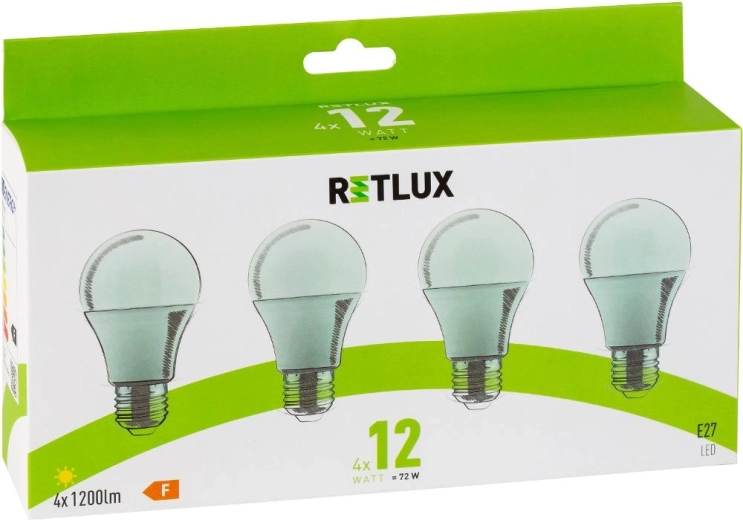 Bombilla LED RETLUX A60 E27 12 W luz blanca cálida - 4 unidades