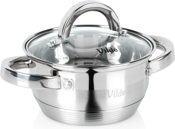 Olla de acero inoxidable con tapa de vidrio INOXCELLENT 14 cm, 1 l