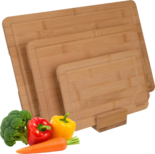 Tabla de cocina de bambú con soporte Zortiva - 3 unidades