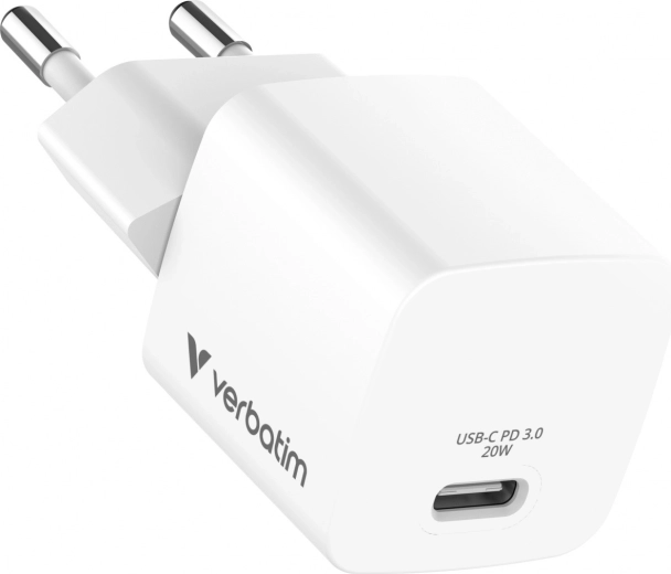 Cargador mini GaN Verbatim 20 W USB‑C PD 3.0