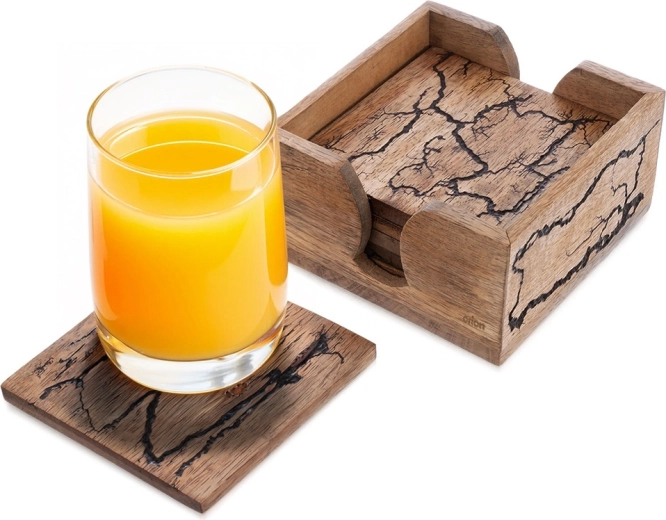 Orion posavasos de madera de mango con soporte, 6 uds