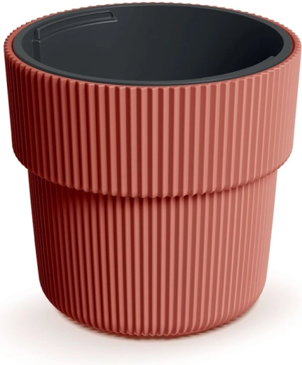 Macetero con inserto 39 cm, diseño de plástico color cobrizo MILLY