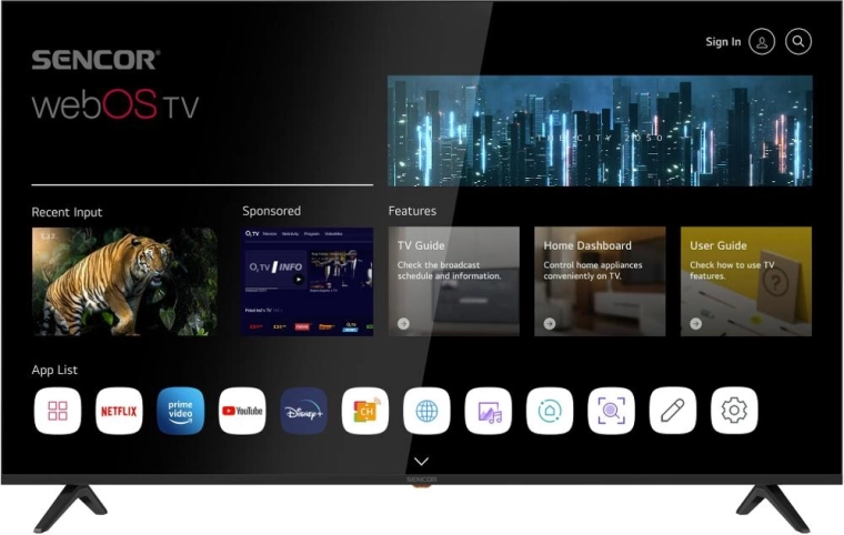 Smart TV UHD Sencor de 65" con webOS