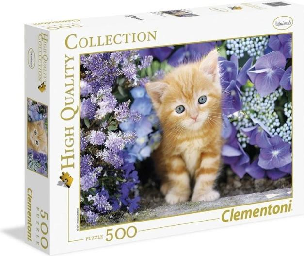 Puzle Gatito entre flores 500 piezas