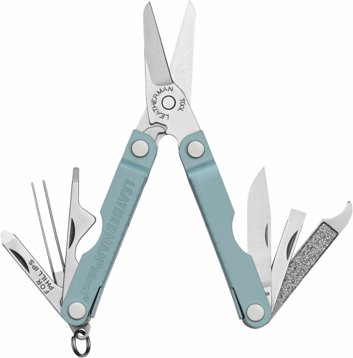 Leatherman Micra Arctic – herramienta multifunción compacta 10 en 1, acero inoxidable, azul grisáceo