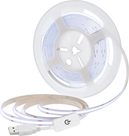 Tira LED COB Solight 5 m USB, blanco frío 6000 K, interruptor, 8 mm