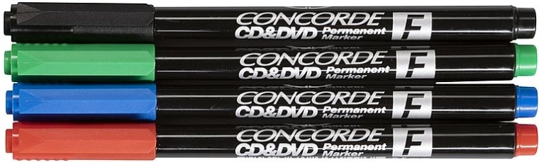 Rotuladores permanentes CONCORDE para CD y DVD – set de 4 uds.
