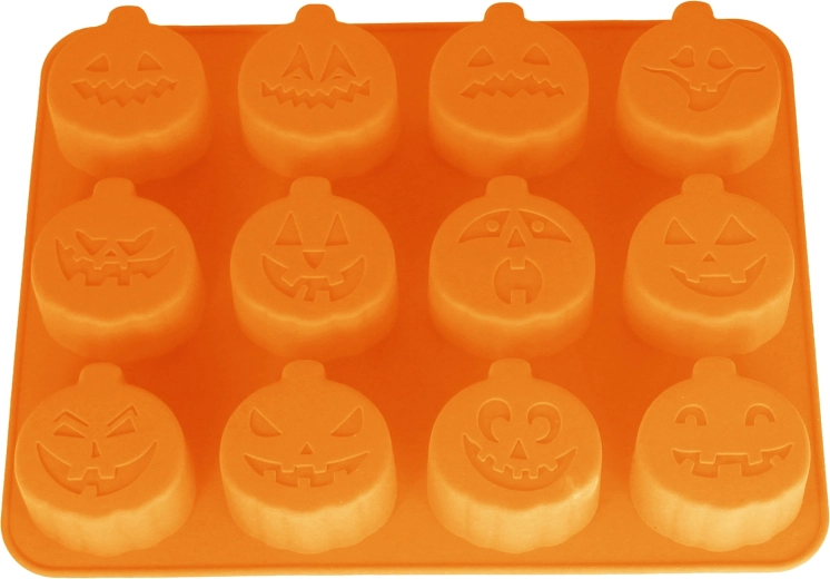 Molde de silicona para hornear con forma de calabaza, 12 uds., naranja