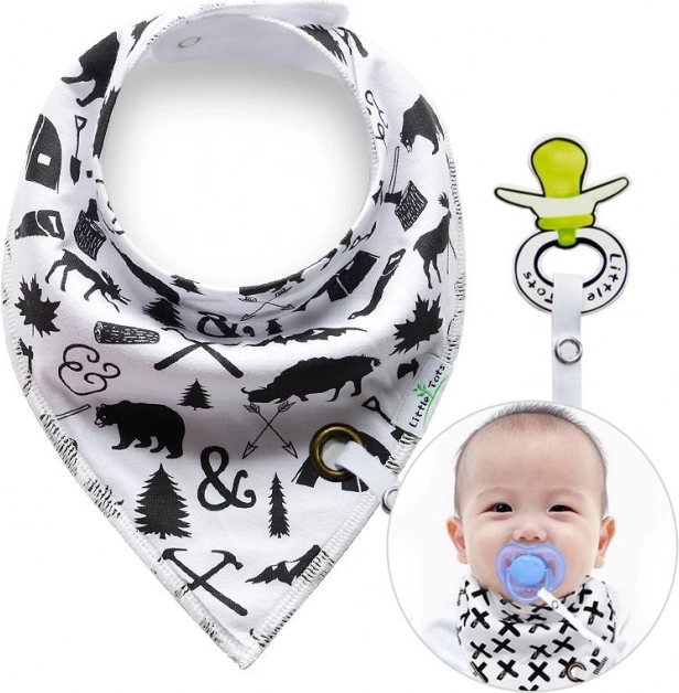 Babero con clip para chupete Animales del bosque