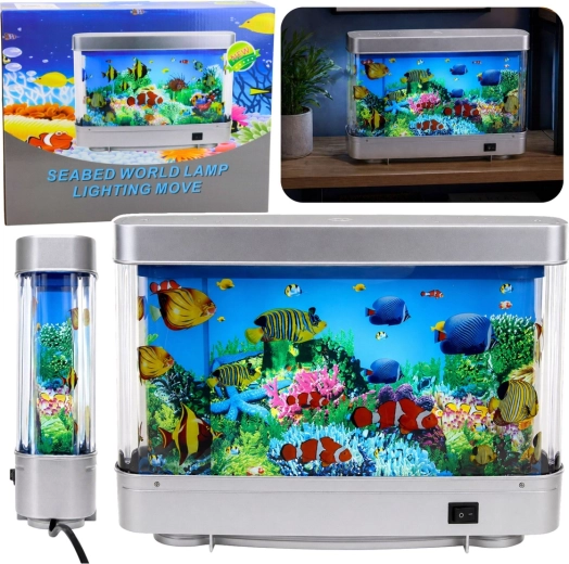 Lámpara nocturna LED decorativa tipo acuario con peces móviles 3D