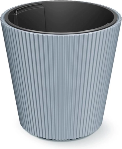 Maceta con inserto Milly 39 cm – cubierta de plástico gris claro para flores