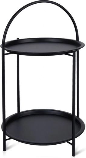 Mesa auxiliar metálica negra redonda 40 × 40 × 66 cm
