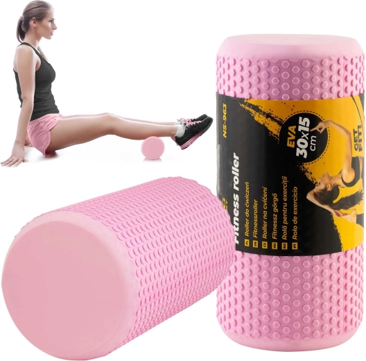 Rodillo de masaje de espuma EVA rosa 30 × 15 cm