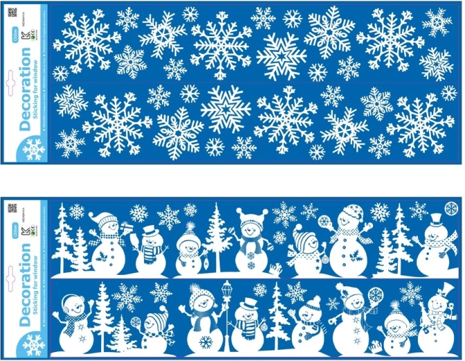 Copos de nieve navideños autoadhesivos para ventana con purpurina