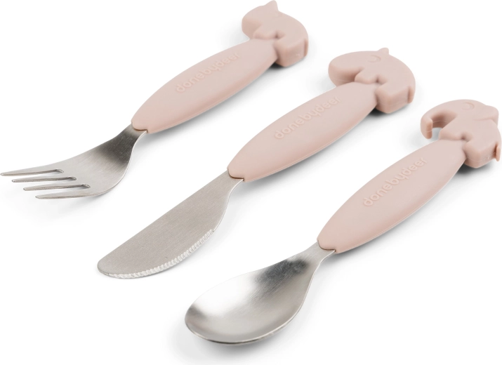 Done by Deer set de cubiertos Easy-grip Deer friends rosa