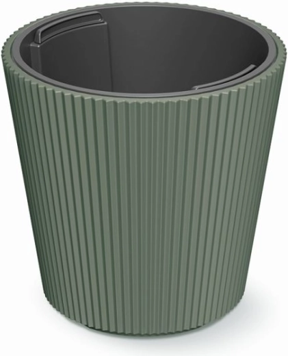 maceta Milly con inserto 24 cm verde oscuro