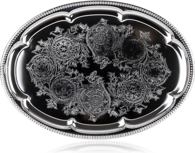 Bandeja ovalada de servir AKCENT 40,5 × 29 cm cromada