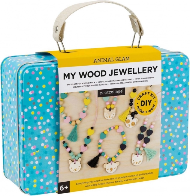 Maletín creativo para joyas de madera con animalitos