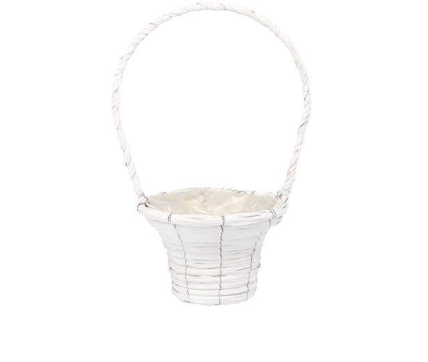 Cesta blanca de mimbre para maceta de 20 × 41 cm