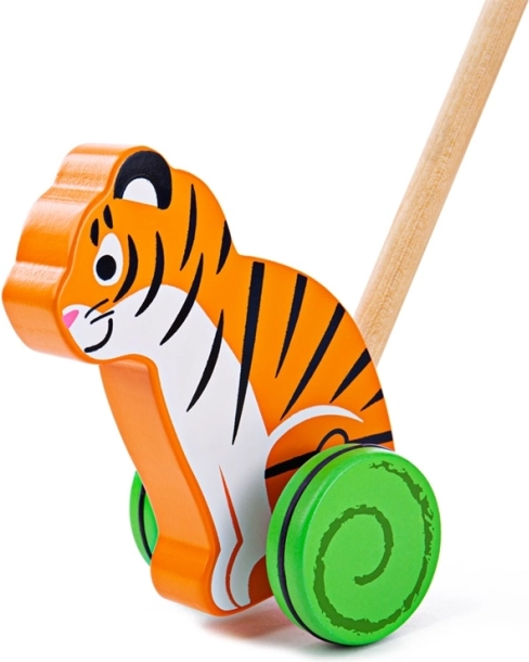 Juguete de arrastre de madera tigre BIGJIGS BABY