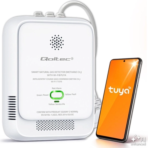 Detector inteligente de fuga de gas natural CH4 con Wi‑Fi TUYA y alarma LED de 85 dB