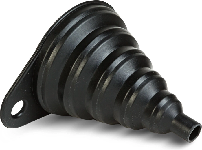 Embudo de silicona plegable para combustible y líquidos 10 × Ø8 cm negro