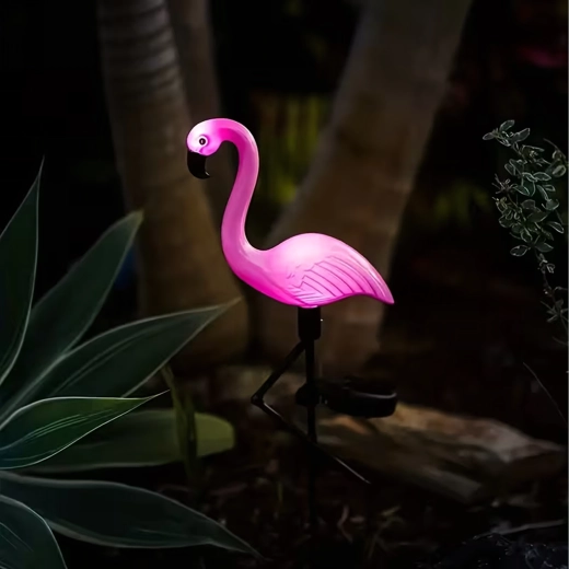 Lámpara LED solar de jardín con forma de flamenco 53 cm