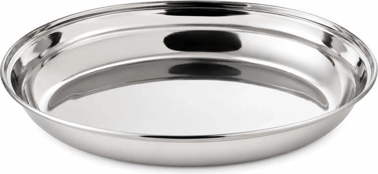 Cuenco ovalado hondo de acero inoxidable para curry, 30 cm