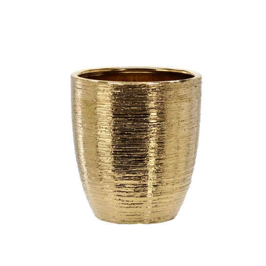 Macetero decorativo de cerámica 20 × 20 × 22 cm dorado