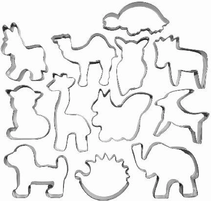 Juego de cortadores de galletas de acero inoxidable – animalitos, 12 uds
