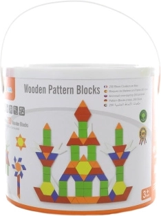Bloques de construcción planos de madera Viga en cubo, 250 piezas Montessori