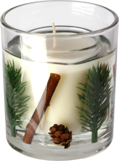 Vela aromática navideña en vaso de vidrio Hojas de pino 206 g