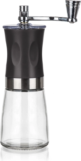 Molino de café manual con molienda cerámica Culinaria, 19 cm, vidrio/negro