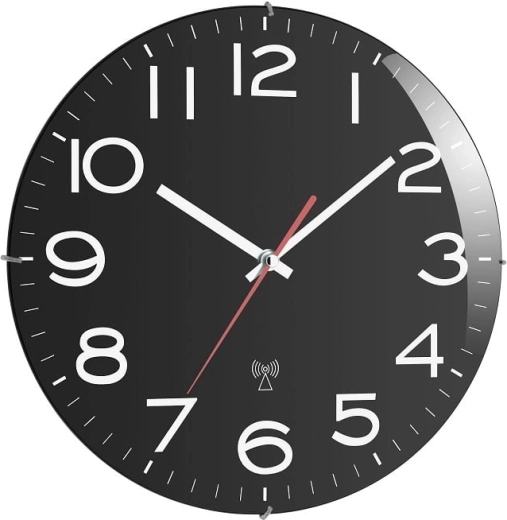 Reloj de pared analógico TFA controlado por radio, negro