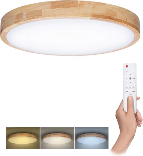 Luminaria LED de techo y pared Solight con mando a distancia Solid Oak 60 W, 51 cm, regulable, CCT 3000–6500 K