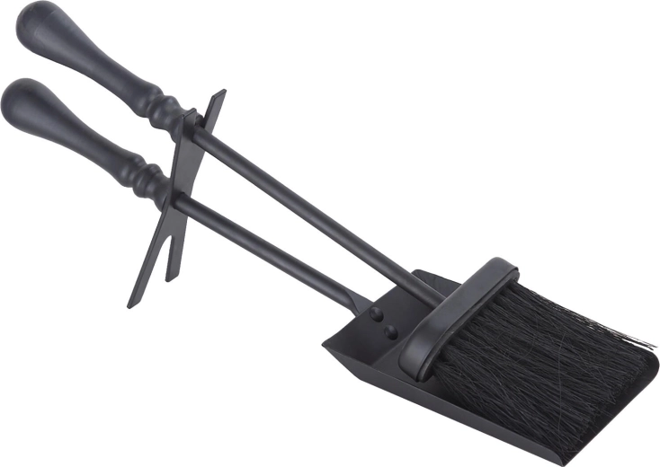 Utensilios para chimenea de acero negro, juego de 2 piezas