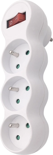 Regleta Solight para enchufe con soporte ajustable, 3 tomas, blanca