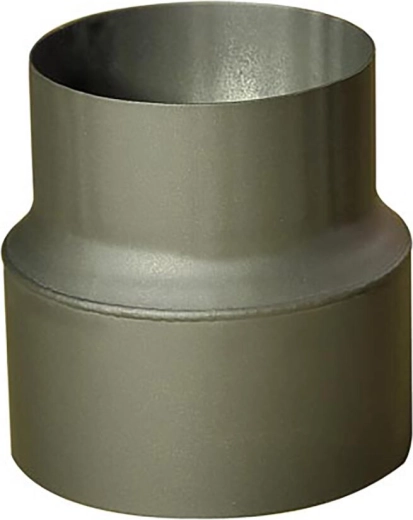 Reducción tubular de conducto de humos 180/150 mm, longitud 160 mm, grosor 1,5 mm, negra