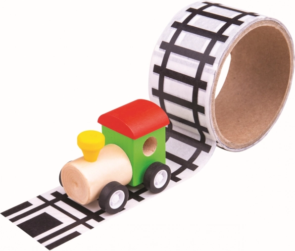 Cinta adhesiva con vías y tren de madera Bigjigs Toys