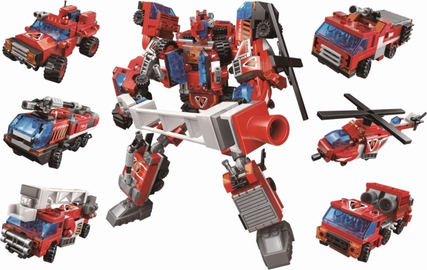 QMAN Blazing Mars set de bomberos 6 en 1 con mecha de construcción