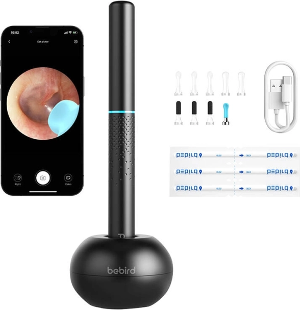 Otoscopio con cámara para limpieza de oídos Bebird – negro