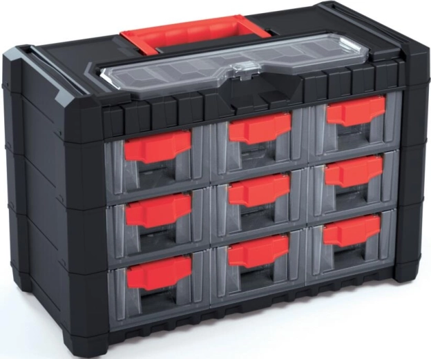 Caja de plástico para herramientas CARGO 9+1, 400 × 200 × 260 mm