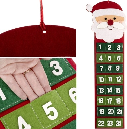 Calendario de Adviento textil con Santa