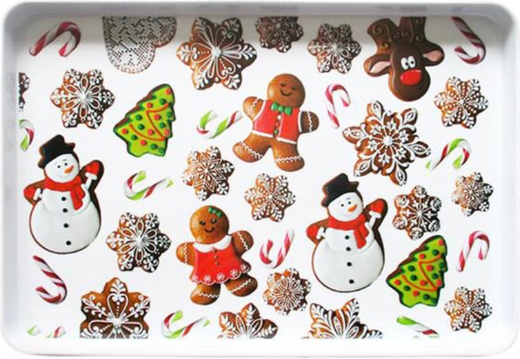 Bandeja de servir de melamina con motivo navideño de galletas de jengibre 40 × 27 cm