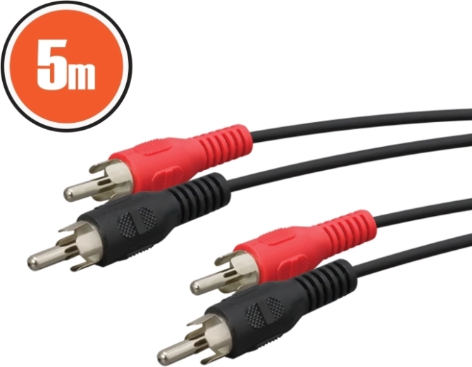 Cable de audio RCA de 5 m rojo y negro